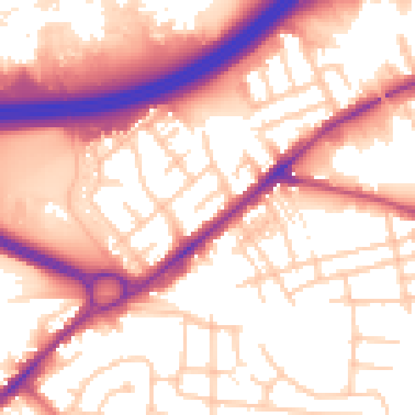 Daytime road noise heatmap for SK3 0QA