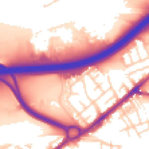 Daytime road noise heatmap for SK3 0QJ