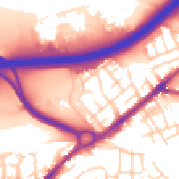 Daytime road noise heatmap for SK3 0QP