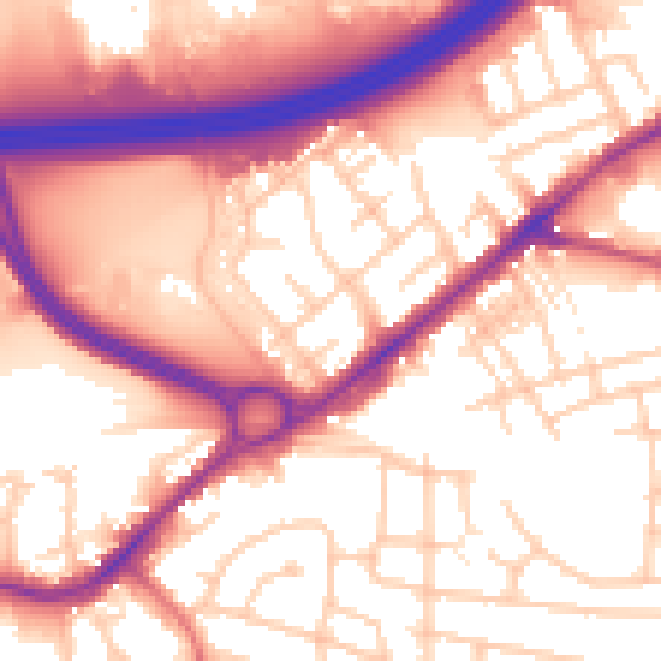 Daytime road noise heatmap for SK3 0QY