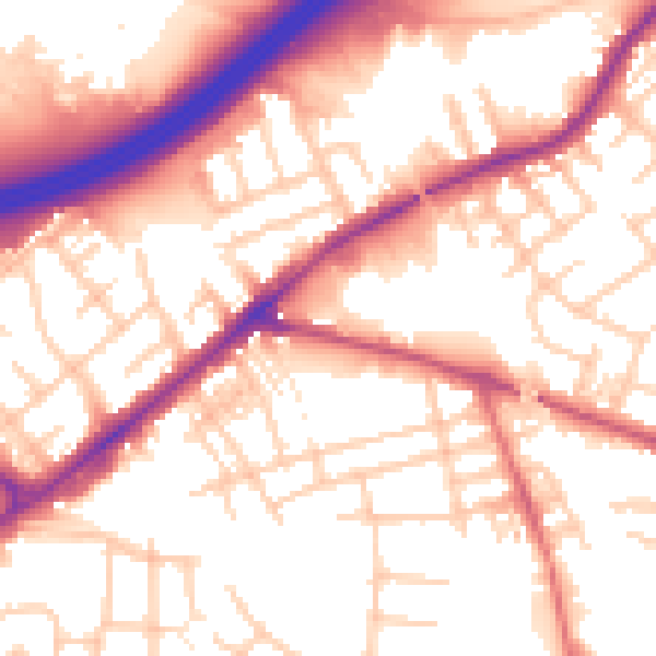 Daytime road noise heatmap for SK3 0RJ