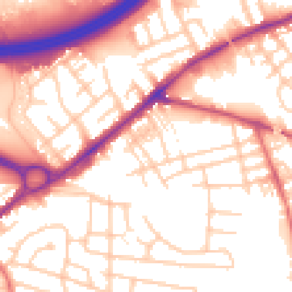 Daytime road noise heatmap for SK3 0SR