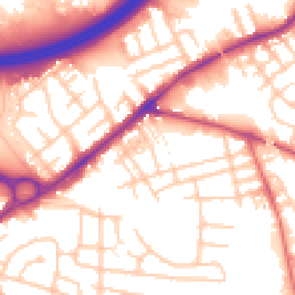 Daytime road noise heatmap for SK3 0SY