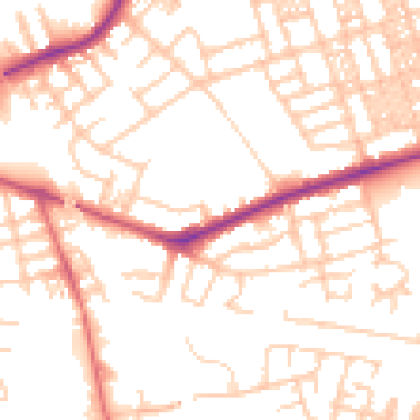 Daytime road noise heatmap for SK3 0TU