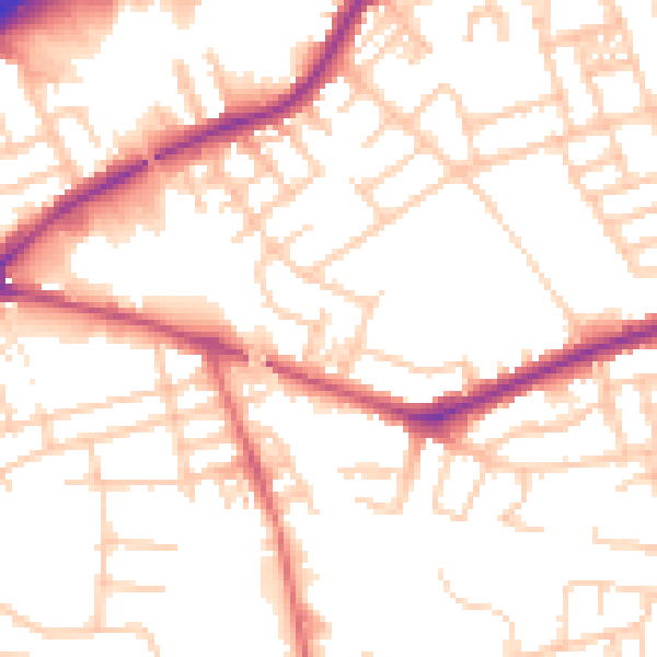 Daytime road noise heatmap for SK3 0UW