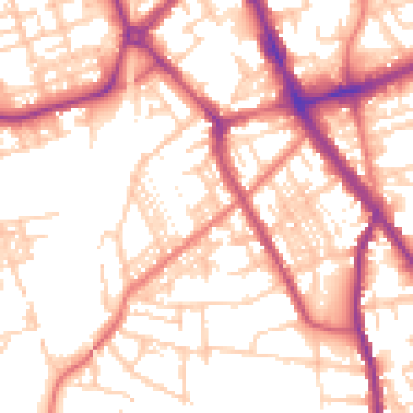 Daytime road noise heatmap for SK3 8DR