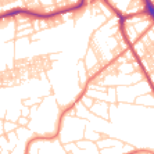Daytime road noise heatmap for SK3 8EH
