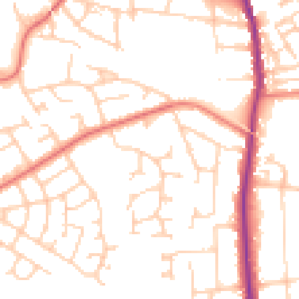Daytime road noise heatmap for SK3 8RS
