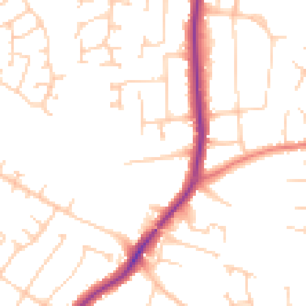 Daytime road noise heatmap for SK3 8TT