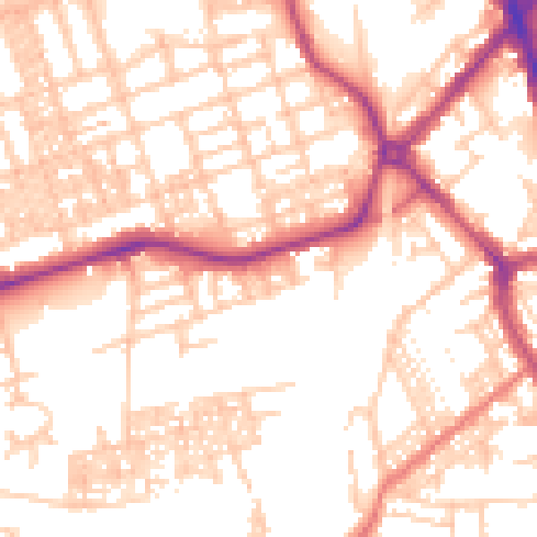 Daytime road noise heatmap for SK3 9BN