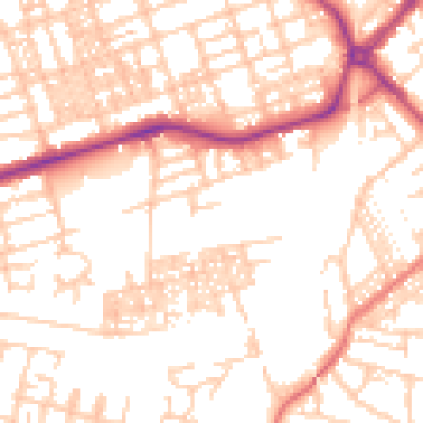 Daytime road noise heatmap for SK3 9DA