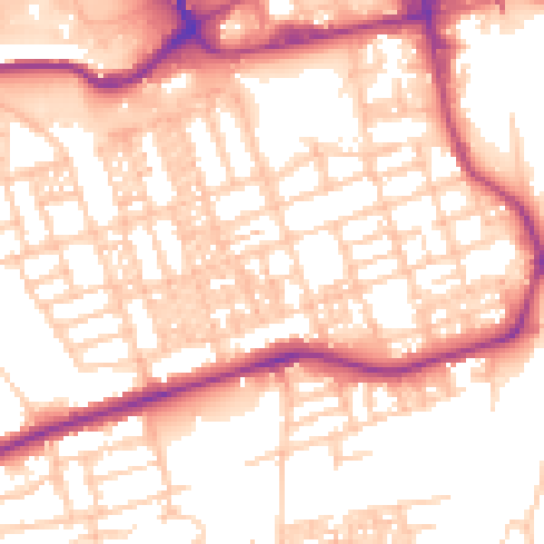 Daytime road noise heatmap for SK3 9JN