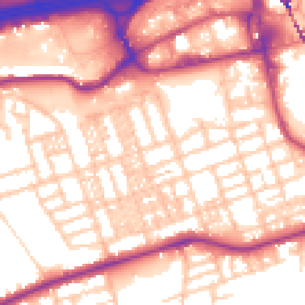 Daytime road noise heatmap for SK3 9LA