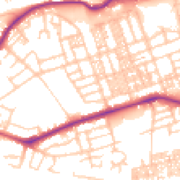 Daytime road noise heatmap for SK3 9NW