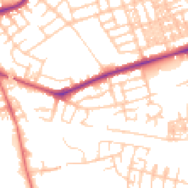 Daytime road noise heatmap for SK3 9RP