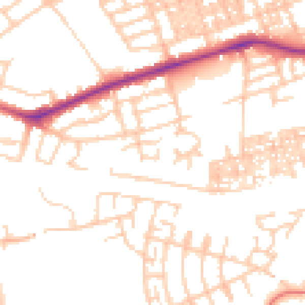 Daytime road noise heatmap for SK3 9RX