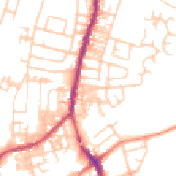 Daytime road noise heatmap for SK5 6AJ