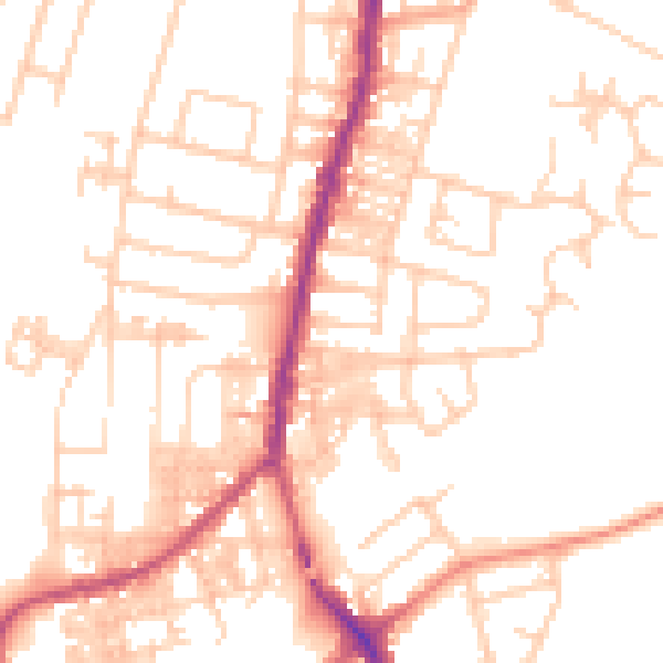 Daytime road noise heatmap for SK5 6AL