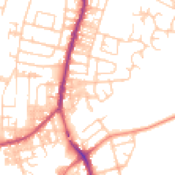 Daytime road noise heatmap for SK5 6AQ