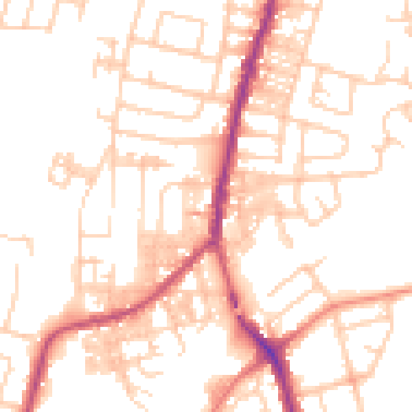 Daytime road noise heatmap for SK5 6AZ