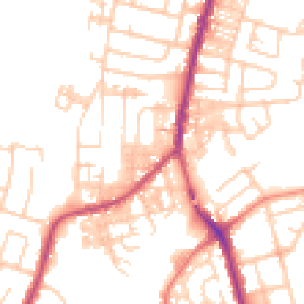 Daytime road noise heatmap for SK5 6BD