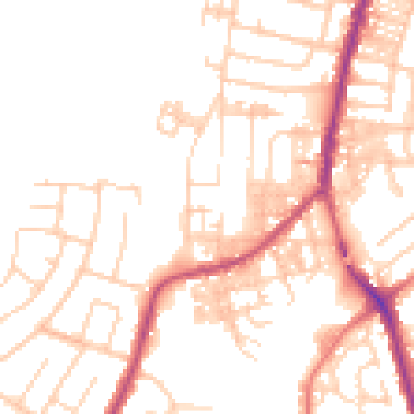 Daytime road noise heatmap for SK5 6DE