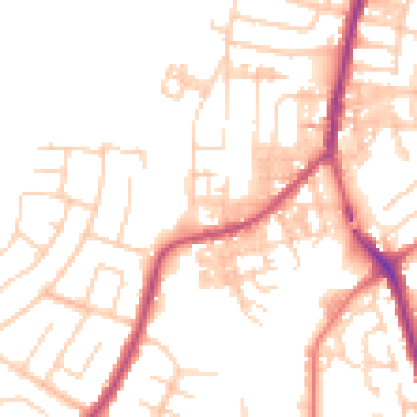 Daytime road noise heatmap for SK5 6DF