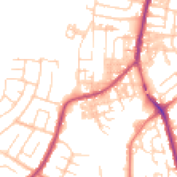 Daytime road noise heatmap for SK5 6DQ