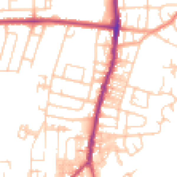 Daytime road noise heatmap for SK5 6EH