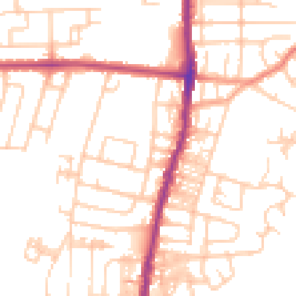 Daytime road noise heatmap for SK5 6EJ