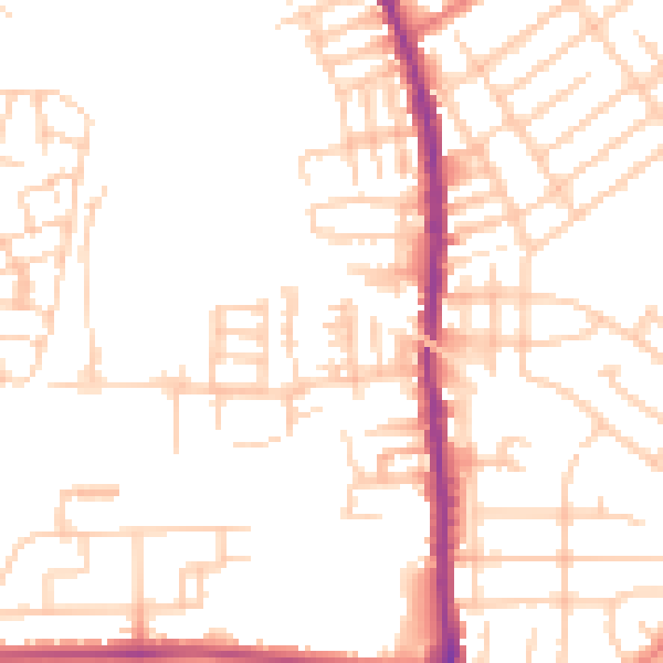Daytime road noise heatmap for SK5 6NJ