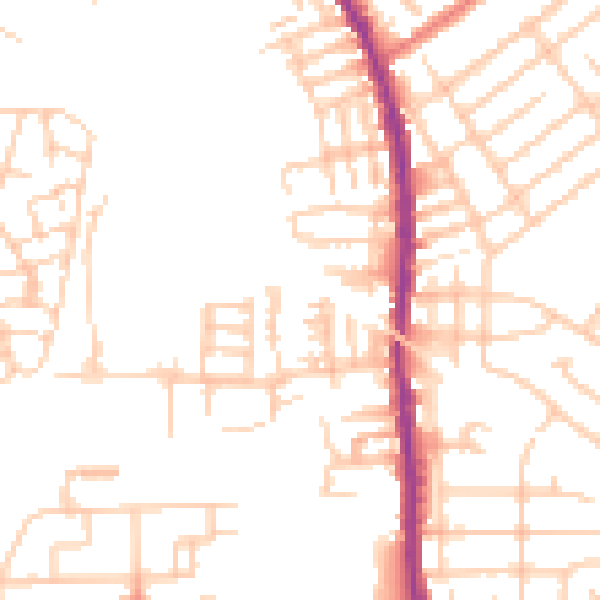 Daytime road noise heatmap for SK5 6NL