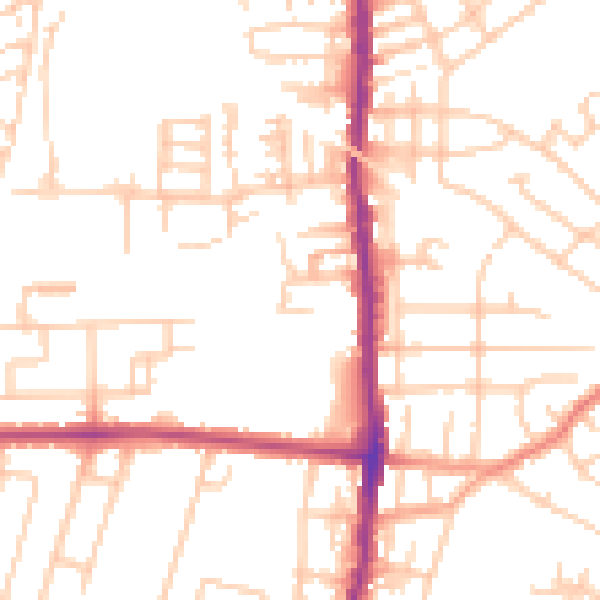 Daytime road noise heatmap for SK5 6NQ