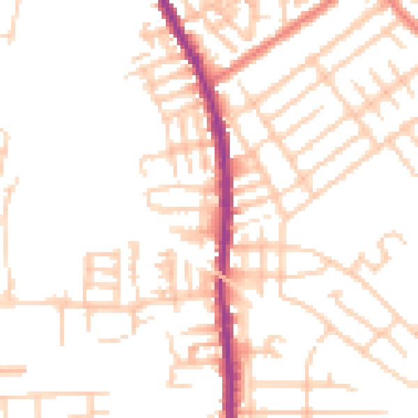 Daytime road noise heatmap for SK5 6NT
