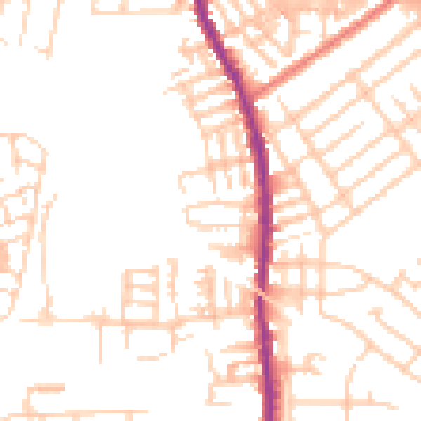 Daytime road noise heatmap for SK5 6NU