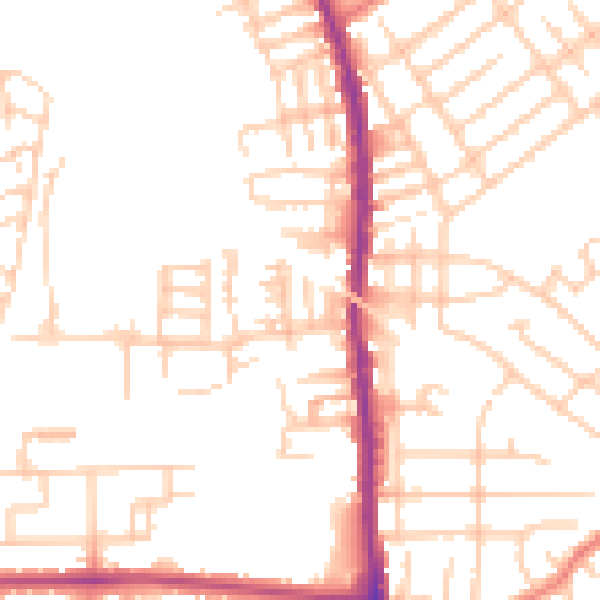 Daytime road noise heatmap for SK5 6NW