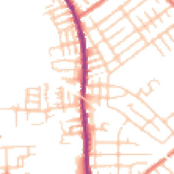 Daytime road noise heatmap for SK5 6PP