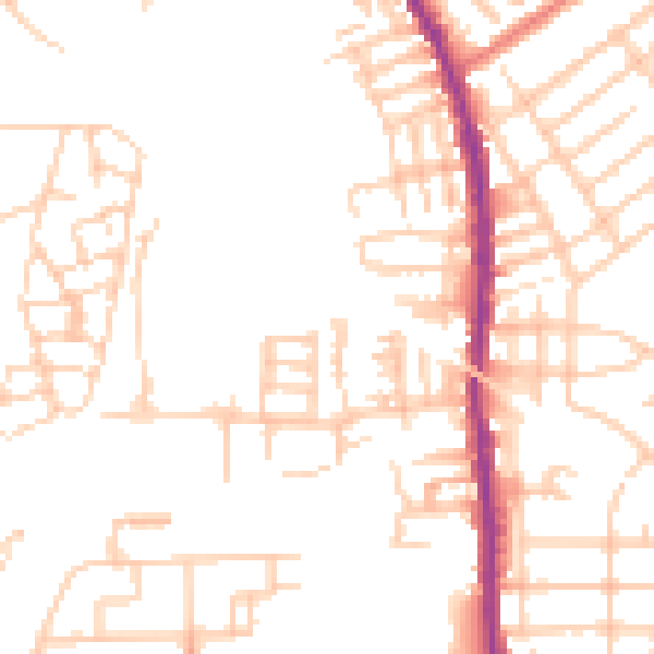Daytime road noise heatmap for SK5 6PQ