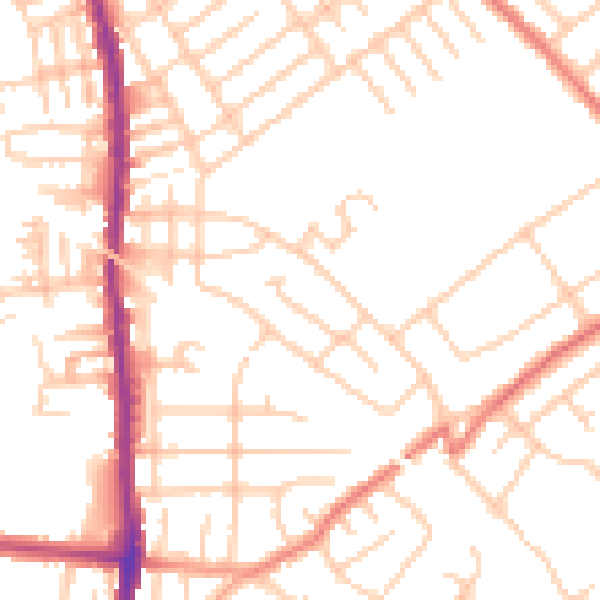Daytime road noise heatmap for SK5 6QJ