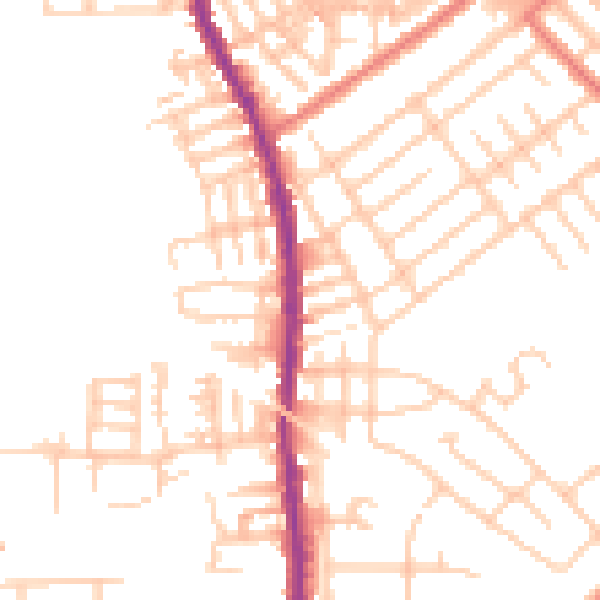Daytime road noise heatmap for SK5 6QU