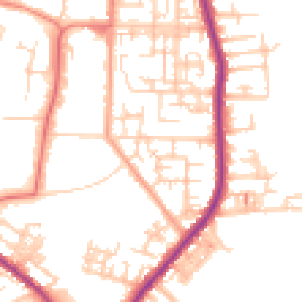 Daytime road noise heatmap for SK5 7LS