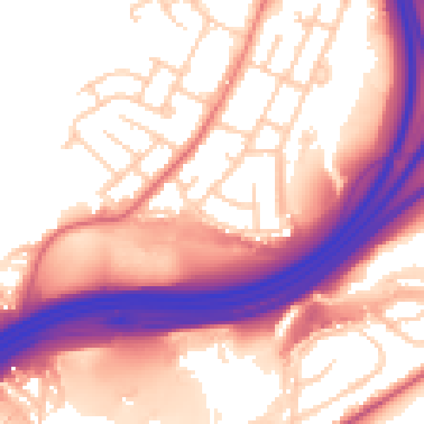 Daytime road noise heatmap for SK5 8BZ