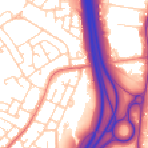 Daytime road noise heatmap for SK5 8EB