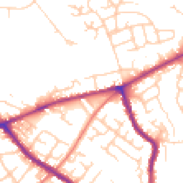 Daytime road noise heatmap for SK6 1AL