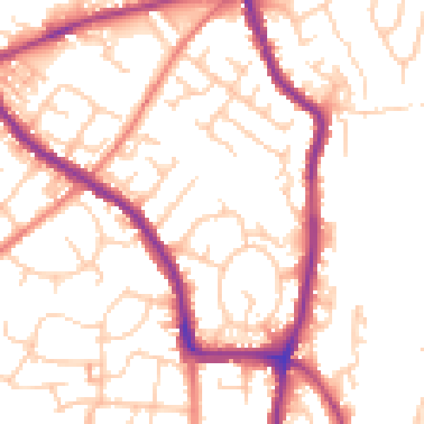 Daytime road noise heatmap for SK6 1DZ