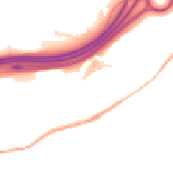Night-time road noise heatmap for SK6 2EG