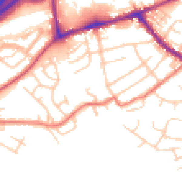 Daytime road noise heatmap for SK6 2HE
