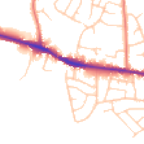 Daytime road noise heatmap for SK6 8BL