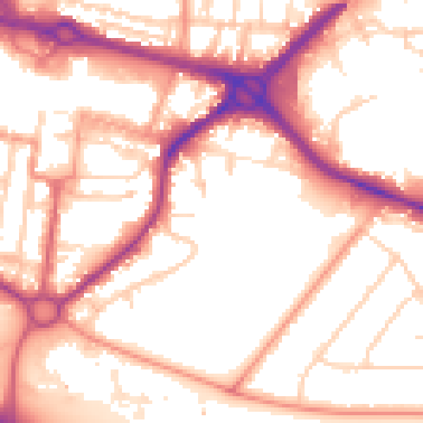 Daytime road noise heatmap for SL1 1GQ