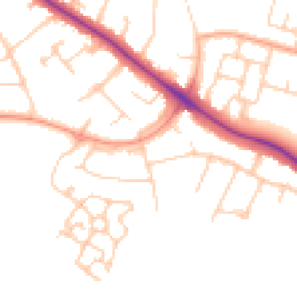 Daytime road noise heatmap for SL3 7NW